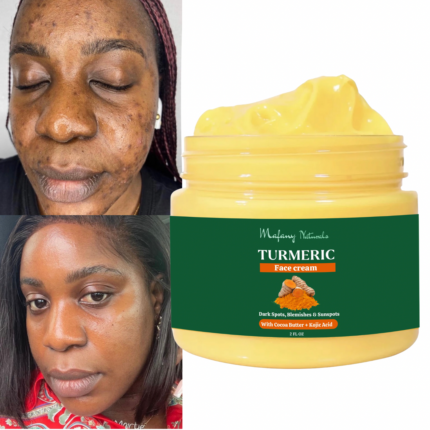 Turmeric Face Cream, Dark Spot Remover, Even, Glowing, Even Skin Tone 2FL OZ